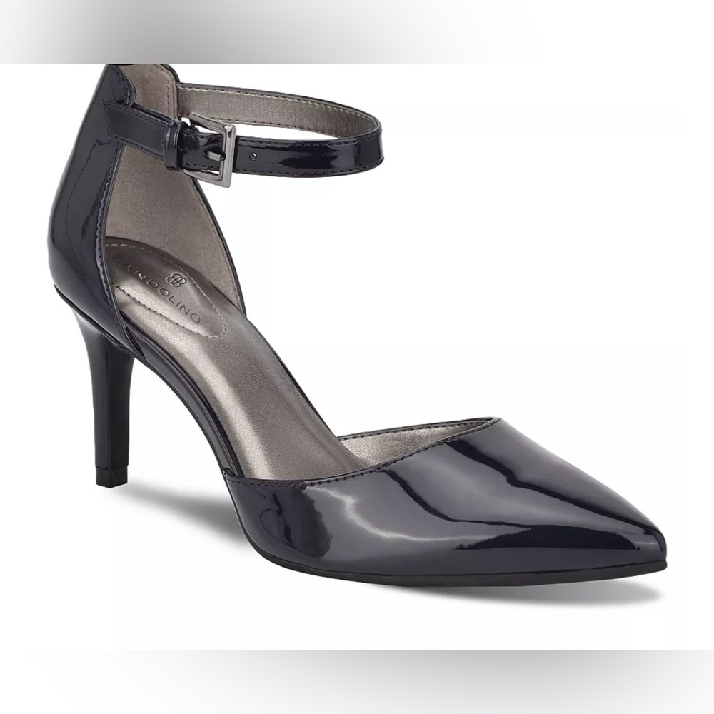 Bandolino Womens Size 10.5 Ginata Black Vegan Patent D'Orsay Heels Pumps‎ Shoes